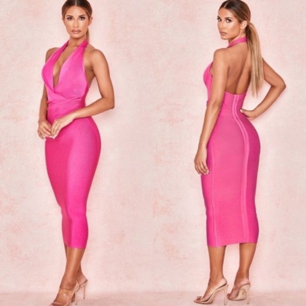 House of CB | Marisa Hot Pink Bandage Midi Dress XS